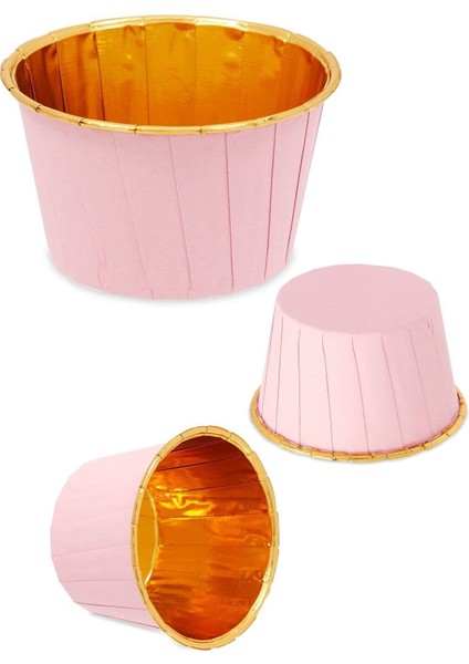 25'li Pembe Gold Metalik Muffin Kek Kalıbı Parlak Altın Cupcake Kapsülü Muffin Kalıbı 6,5x4 cm fiyatları