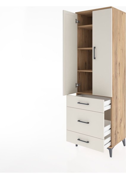 Hyperion Dolap 4 Raflı 3 Çekmeceli 2 Kapaklı 60X44X195 Çam-Aytaşı fırsatları