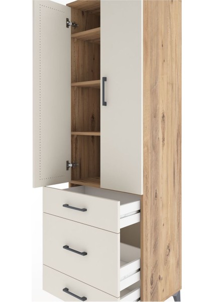 Hyperion Dolap 4 Raflı 3 Çekmeceli 2 Kapaklı 60X44X195 Çam-Aytaşı indirimleri