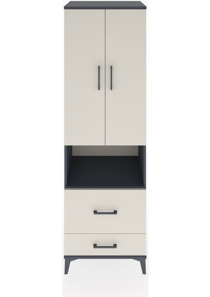 Hyperion Dolap 4 Raflı 2 Çekmeceli 2 Kapaklı 60X44X195 Antrasit-Aytaşı