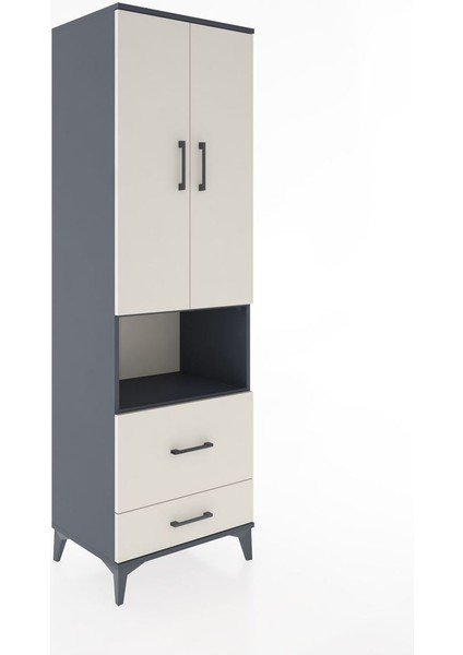 Hyperion Dolap 4 Raflı 2 Çekmeceli 2 Kapaklı 60X44X195 Antrasit-Aytaşı fiyatları