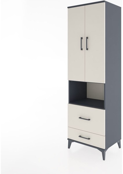 Hyperion Dolap 4 Raflı 2 Çekmeceli 2 Kapaklı 60X44X195 Antrasit-Aytaşı modelleri