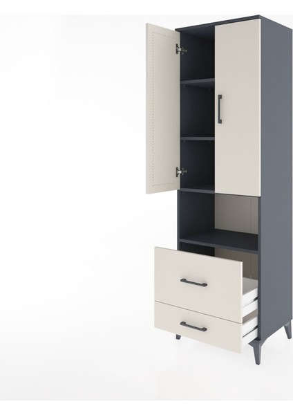 Hyperion Dolap 4 Raflı 2 Çekmeceli 2 Kapaklı 60X44X195 Antrasit-Aytaşı fırsatları