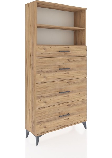 Arges Dolap 2 Raflı 4 Çekmeceli 88X30X182 Çam-Çam fiyatları