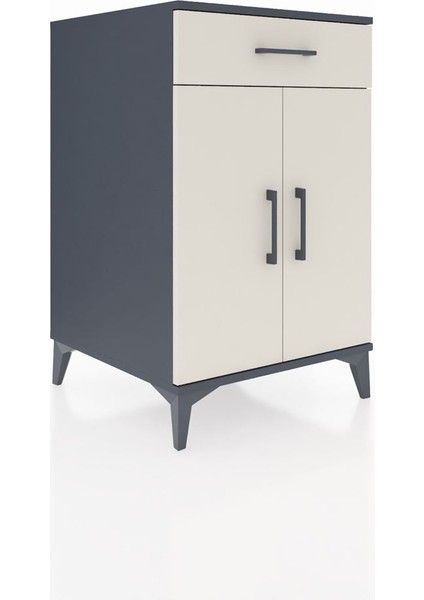 Kronos Komodin 2 Raflı Tek Çekmeceli 2 Kapaklı 60X59X96 Antrasit-Aytaşı fiyatları