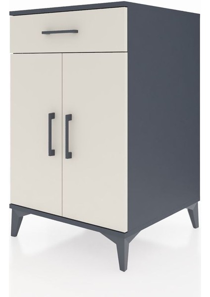 Kronos Komodin 2 Raflı Tek Çekmeceli 2 Kapaklı 60X59X96 Antrasit-Aytaşı modelleri