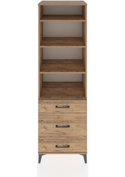 Hyperion Dolap 4 Raflı 3 Çekmeceli 60X44X195 Çam-Çam