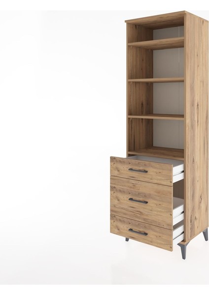 Hyperion Dolap 4 Raflı 3 Çekmeceli 60X44X195 Çam-Çam fırsatları