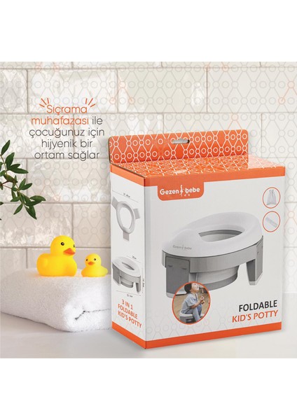 Beyaz Katlanabilir Seyahat Çocuk Tuvaleti