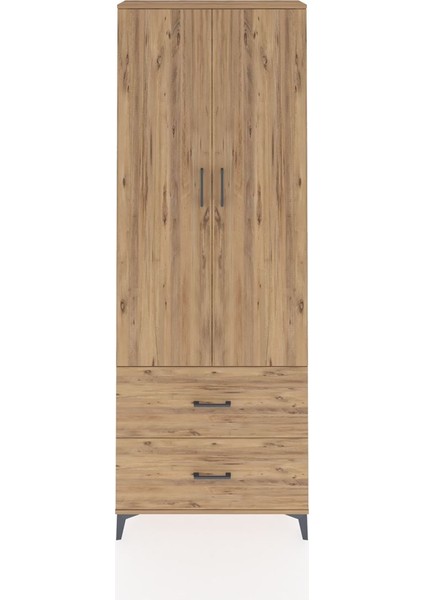 Arges Dolap 4 Raflı 2 Çekmeceli 2 Kapaklı 88X30X243 Çam-Çam