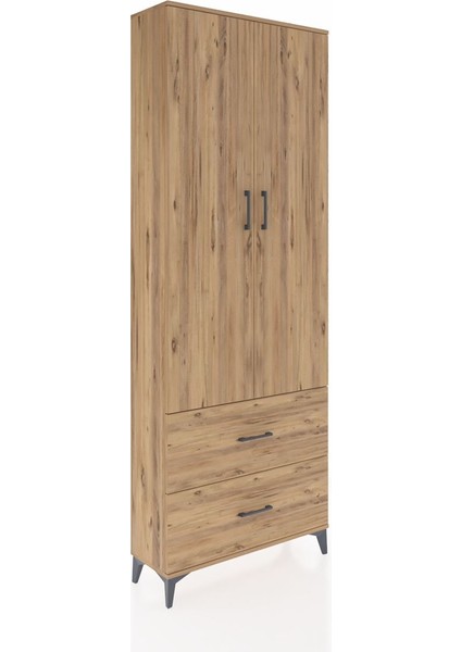 Arges Dolap 4 Raflı 2 Çekmeceli 2 Kapaklı 88X30X243 Çam-Çam fiyatları