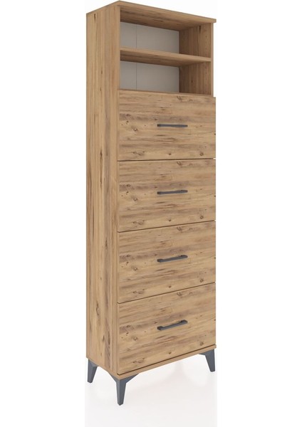 Arges Dolap 2 Raflı 4 Çekmeceli 60X30X182 Çam-Çam fiyatları