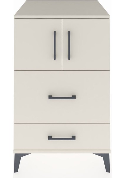 Kronos Komodin Tek Raflı 2 Çekmeceli 2 Kapaklı 60X59X96 Aytaşı-Aytaşı