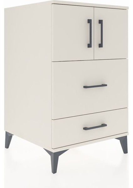 Kronos Komodin Tek Raflı 2 Çekmeceli 2 Kapaklı 60X59X96 Aytaşı-Aytaşı fiyatları