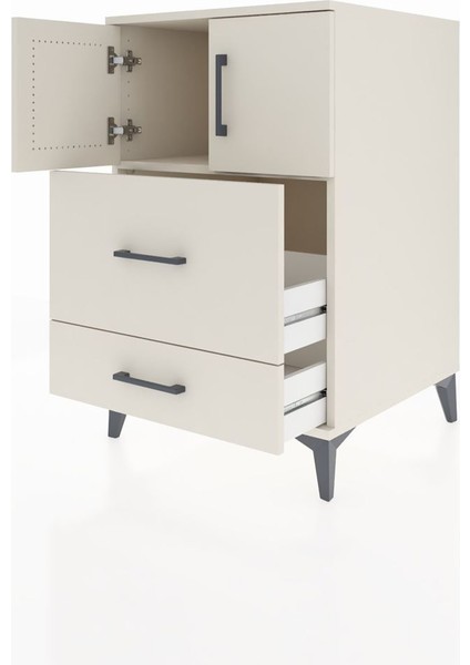 Kronos Komodin Tek Raflı 2 Çekmeceli 2 Kapaklı 60X59X96 Aytaşı-Aytaşı fırsatları