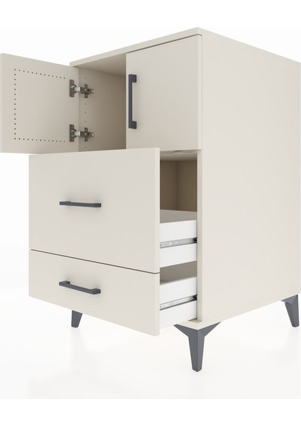 Kronos Komodin Tek Raflı 2 Çekmeceli 2 Kapaklı 60X59X96 Aytaşı-Aytaşı indirimleri