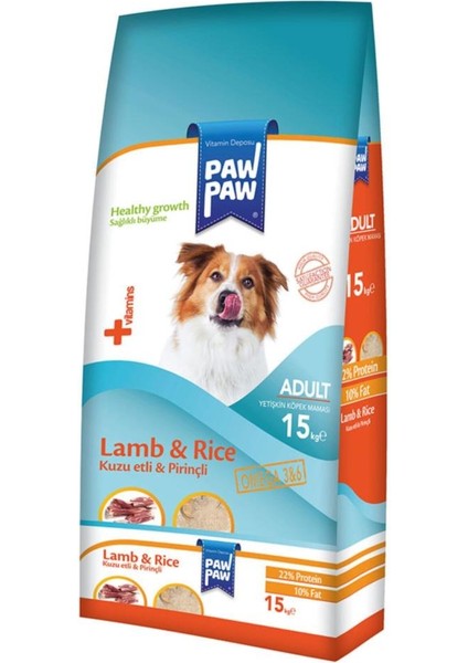 Paw Paw (Pawpaw) Kuzu Etli-Pirinçli Yetişkin Köpek MAMASI-15KG-YENI FORMÜL(STT.06/2025) - Petshopundan