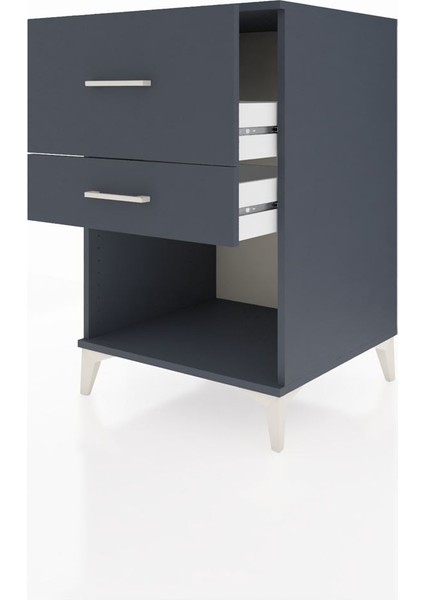 Kronos Komodin 2 Çekmeceli 60X59X96 Antrasit-Antrasit fırsatları