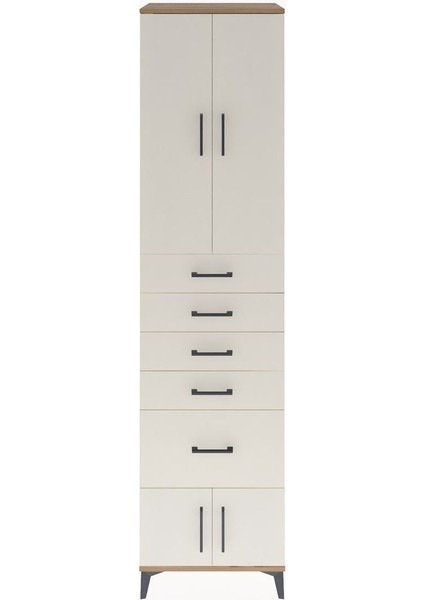 Hyperion Dolap 3 Raflı 5 Çekmeceli 4 Kapaklı 60X44X243 Çam-Aytaşı
