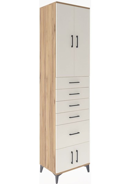 Hyperion Dolap 3 Raflı 5 Çekmeceli 4 Kapaklı 60X44X243 Çam-Aytaşı fiyatları