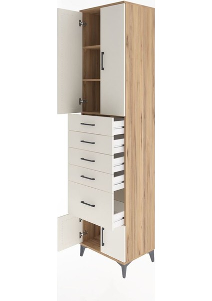 Hyperion Dolap 3 Raflı 5 Çekmeceli 4 Kapaklı 60X44X243 Çam-Aytaşı fırsatları