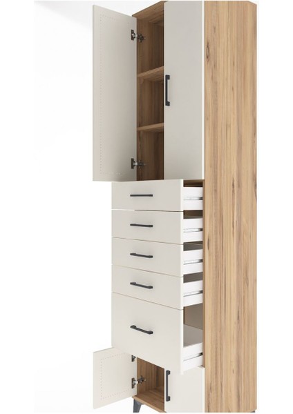 Hyperion Dolap 3 Raflı 5 Çekmeceli 4 Kapaklı 60X44X243 Çam-Aytaşı indirimleri