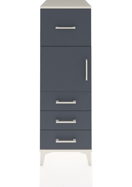 Kronos Dolap Tek Raflı 4 Çekmeceli Tek Kapaklı 44X59X134 Aytaşı-Antrasit