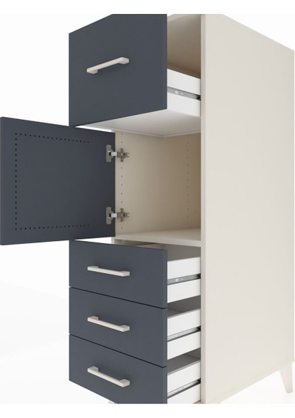 Kronos Dolap Tek Raflı 4 Çekmeceli Tek Kapaklı 44X59X134 Aytaşı-Antrasit indirimleri