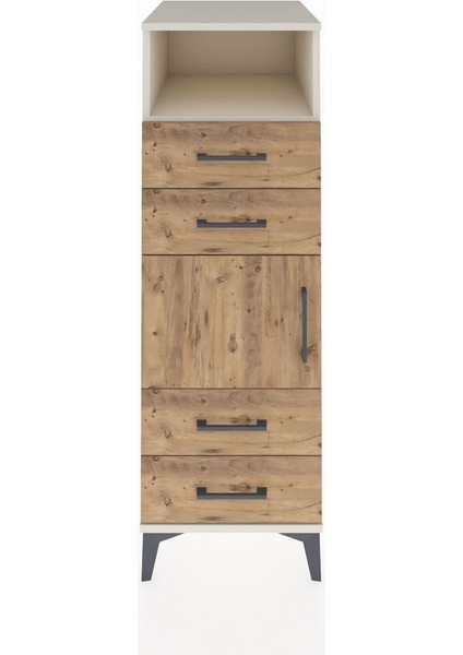 Kronos Dolap 2 Raflı 4 Çekmeceli Tek Kapaklı 44X59X134 Aytaşı-Çam