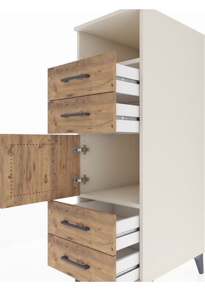 Kronos Dolap 2 Raflı 4 Çekmeceli Tek Kapaklı 44X59X134 Aytaşı-Çam indirimleri