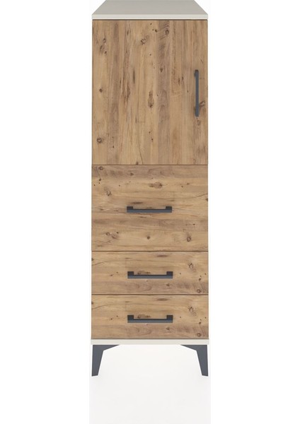 Kronos Dolap Tek Raflı 3 Çekmeceli Tek Kapaklı 44X59X134 Aytaşı-Çam