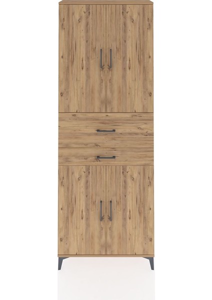 Arges Dolap 4 Raflı 2 Çekmeceli 4 Kapaklı 88X30X243 Çam-Çam
