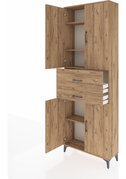 Arges Dolap 4 Raflı 2 Çekmeceli 4 Kapaklı 88X30X243 Çam-Çam fırsatları