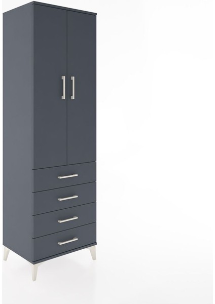Hyperion Dolap 2 Raflı 4 Çekmeceli Tek Askılı 60X44X195 Antrasit-Antrasit fiyatları