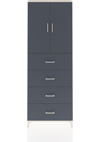 Arges Dolap 3 Raflı 4 Çekmeceli 2 Kapaklı 88X30X243 Aytaşı-Antrasit