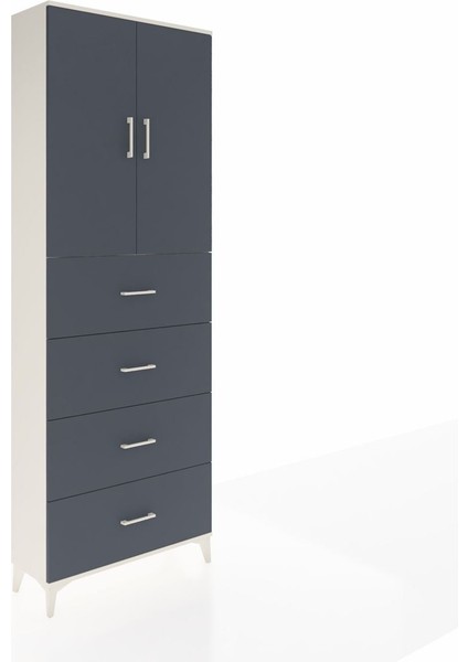 Arges Dolap 3 Raflı 4 Çekmeceli 2 Kapaklı 88X30X243 Aytaşı-Antrasit fiyatları