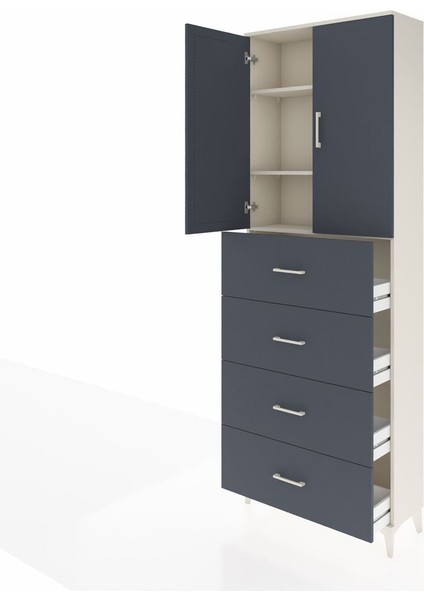 Arges Dolap 3 Raflı 4 Çekmeceli 2 Kapaklı 88X30X243 Aytaşı-Antrasit fırsatları
