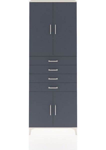 Arges Dolap 3 Raflı 4 Çekmeceli 4 Kapaklı 88X30X243 Aytaşı-Antrasit