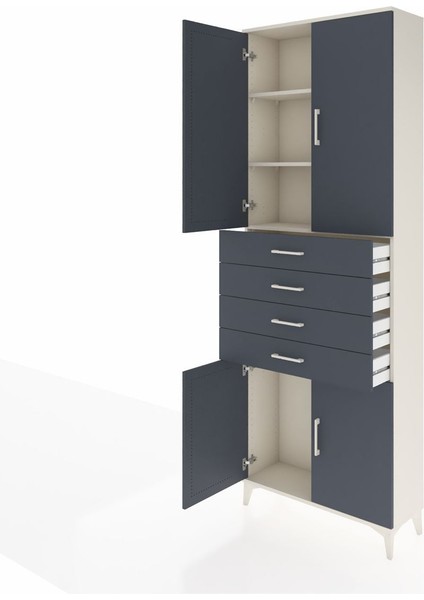 Arges Dolap 3 Raflı 4 Çekmeceli 4 Kapaklı 88X30X243 Aytaşı-Antrasit fırsatları