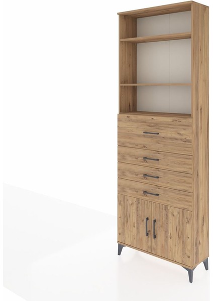 Arges Dolap 4 Raflı 4 Çekmeceli 2 Kapaklı 88X30X243 Çam-Çam modelleri