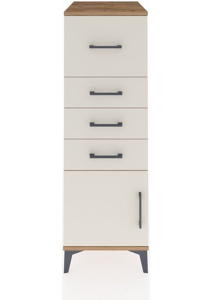 Kronos Dolap 4 Çekmeceli Tek Kapaklı 44X59X134 Çam-Aytaşı
