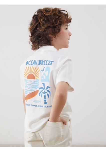 Yeni Sezon Resort Yaka Baskılı Erkek Çocuk Gömlek