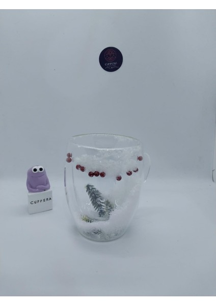 Yılbaşı Temalı Çift Cidarlı Borosilikat Cam Çam Dalı Kupa modelleri