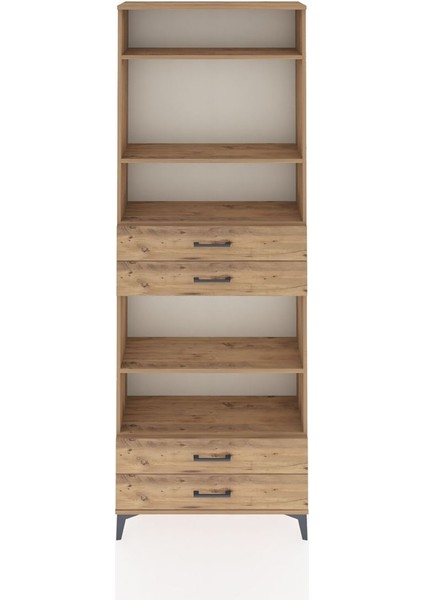 Arges Dolap 5 Raflı 4 Çekmeceli 88X30X243 Çam-Çam