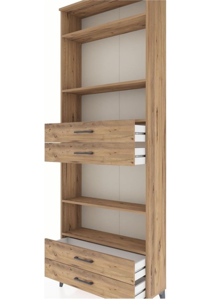 Arges Dolap 5 Raflı 4 Çekmeceli 88X30X243 Çam-Çam indirimleri