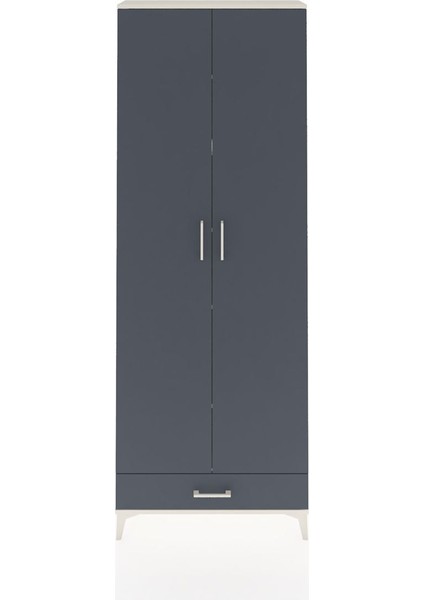 Arges Dolap 6 Raflı Tek Çekmeceli 2 Kapaklı 88X30X243 Aytaşı-Antrasit