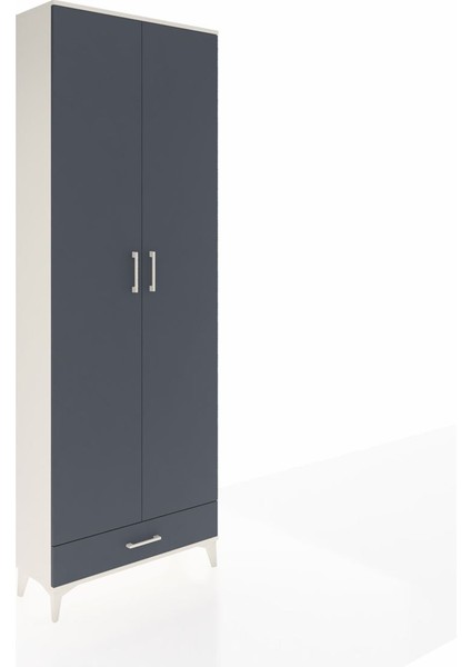 Arges Dolap 6 Raflı Tek Çekmeceli 2 Kapaklı 88X30X243 Aytaşı-Antrasit fiyatları