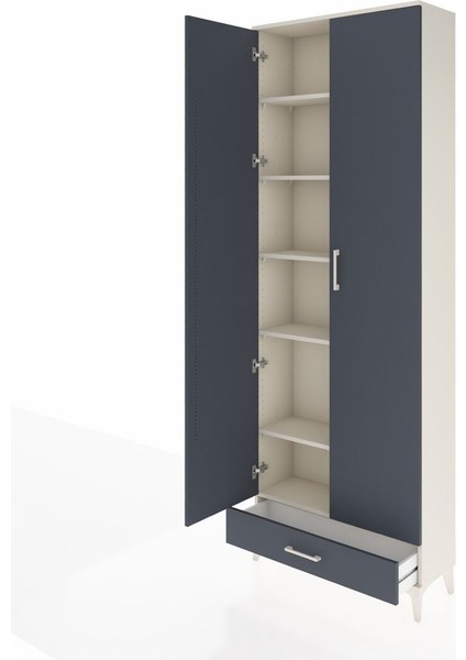 Arges Dolap 6 Raflı Tek Çekmeceli 2 Kapaklı 88X30X243 Aytaşı-Antrasit fırsatları