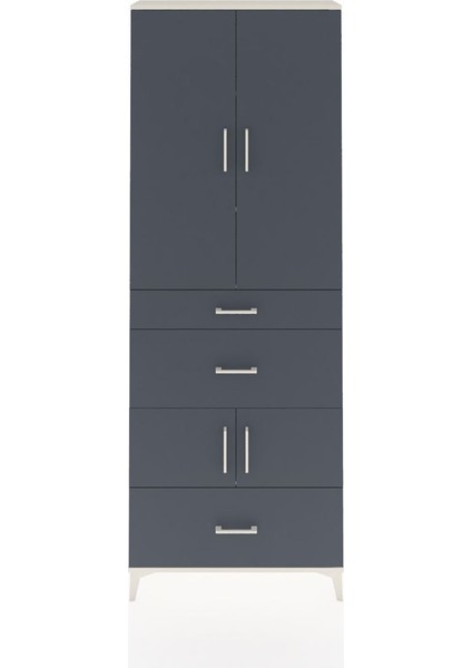Arges Dolap 4 Raflı 3 Çekmeceli 4 Kapaklı 88X30X243 Aytaşı-Antrasit