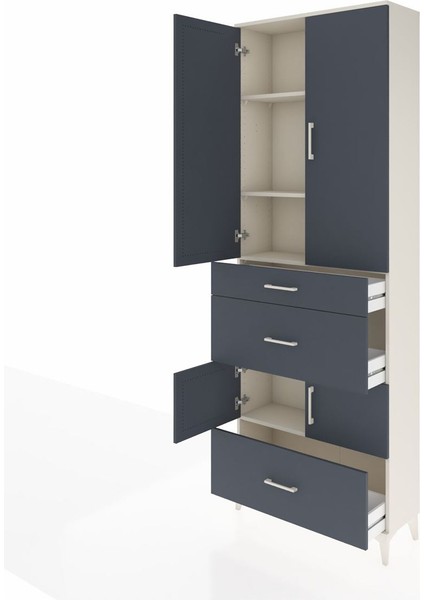 Arges Dolap 4 Raflı 3 Çekmeceli 4 Kapaklı 88X30X243 Aytaşı-Antrasit fırsatları